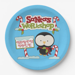 Santa's Workshop Penguin Papieren Bordje