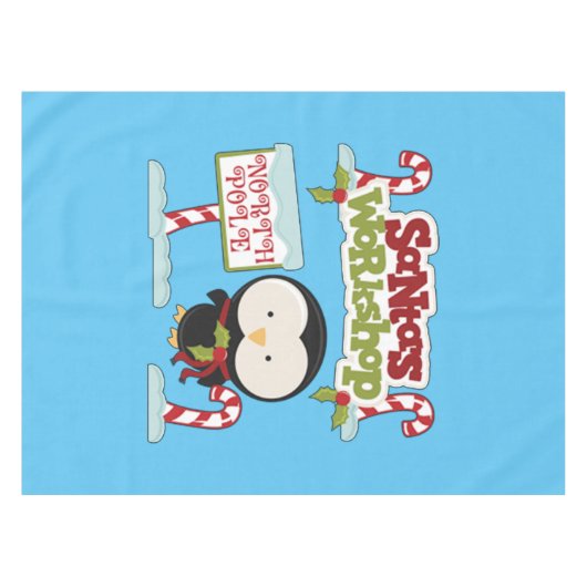 Santa's Workshop Penguin Tafelkleed (Voorkant (Horizontaal))