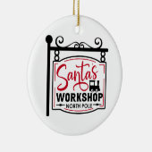 Santa's Workshop Sign Keramisch Ornament (Rechts)
