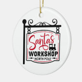 Santa's Workshop Sign Keramisch Ornament (Links)