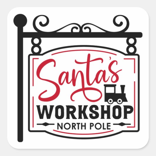 Santa's Workshop Sign Vierkante Sticker (Voorkant)