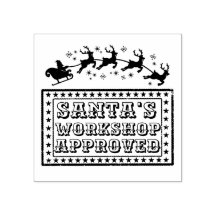 Santa's workshop speelgoed goedkeuringsstempel met