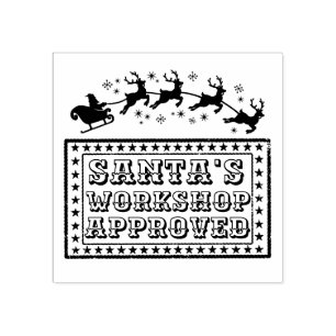 Santa's workshop speelgoed goedkeuringsstempel met 	rubberstempel