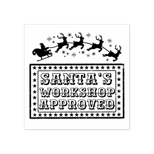 Santa's workshop speelgoed goedkeuringsstempel met rubberstempel (Afrduk)