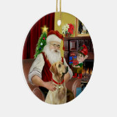 Santa's Yellow Lab (#8) Keramisch Ornament (Rechts)