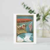 Santa's Zeppelin - Amerikaans patriottisme Feestdagenkaart (Staand voorkant)