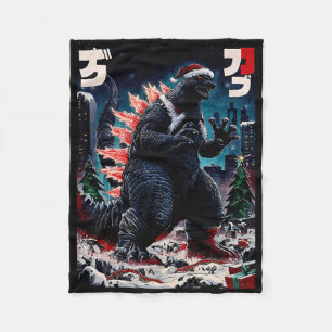 Santazilla Japans Monster Kaiju Dinosaur Kerstmis Fleece Deken