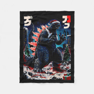 Santazilla Japans Monster Kaiju Dinosaur Kerstmis Fleece Deken