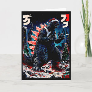 Santazilla Japans Monster Kaiju Dinosaur Kerstmis Kaart
