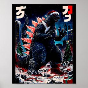Santazilla Japans Monster Kaiju Dinosaur Kerstmis Poster