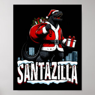 Santazilla Kaiju Kerstman Japans monster Poster