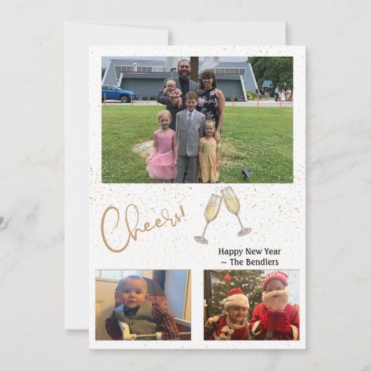 Santé! 3 photo Carte Nouvel An (Devant)