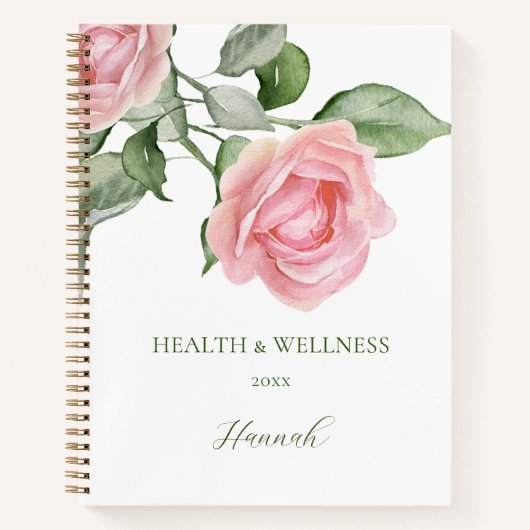 Santé & Bien-Être Journal rose Roses Personnaliser (Devant)