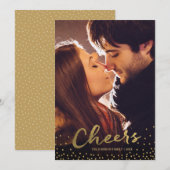 Santé | Gold Confetti Carte photo de vacances (Devant / Derrière)