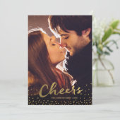 Santé | Gold Confetti Carte photo de vacances (Debout devant)