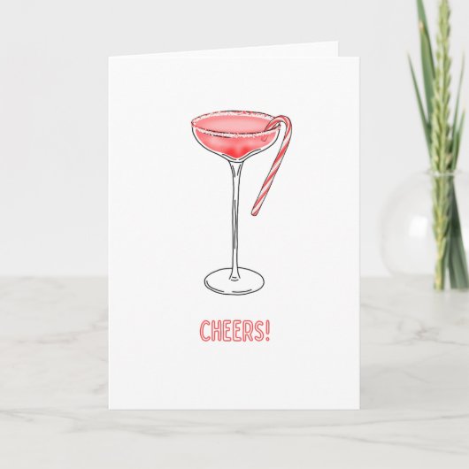 Santé! Sucre de canne Cocktail Carte de Noël (Devant)