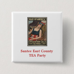 Santee East County TEA Party Vierkante Button 5,1 Cm