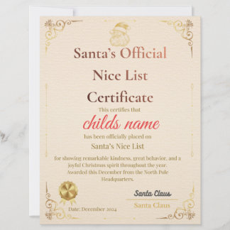 Sante's Goede Lijst Certificaat   Briefhoofd