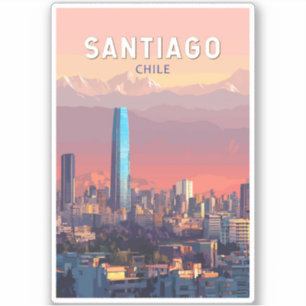 Santiago Chile Illustratie Reizen Art Vintage Sticker