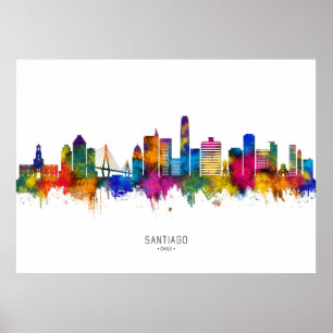 Santiago Chile Silhouet Poster