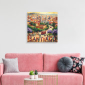 Santiago Chile Stadsgezicht Levendig Uitgerekt Can Canvas Afdruk (Insitu (Woonkamer))