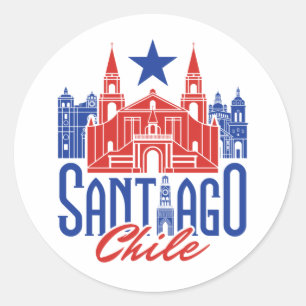 Santiago Chili Chileense Souvenir Travel Vacation Ronde Sticker