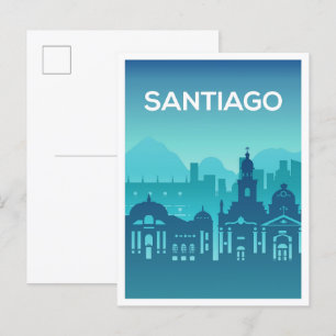 Santiago Chili Kunst Reizen Illustratie Briefkaart