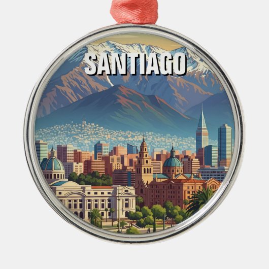 Santiago Chili Reizen Metalen Ornament (Voorkant)