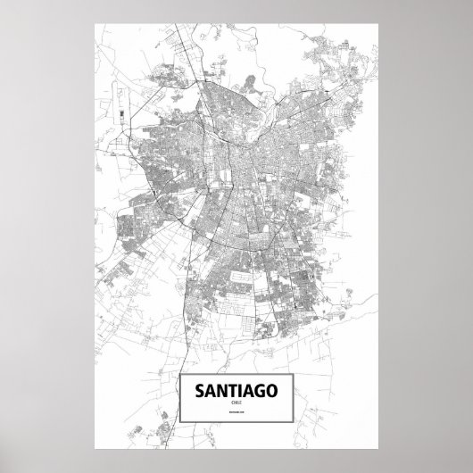 Santiago, Chili (zwart op wit) Poster (Voorkant)