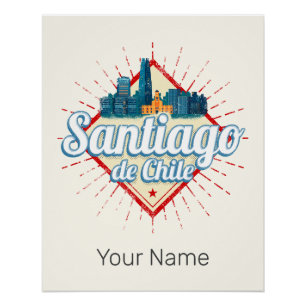 Santiago de Chile City Vakantie Retro Skyline Perfect Poster