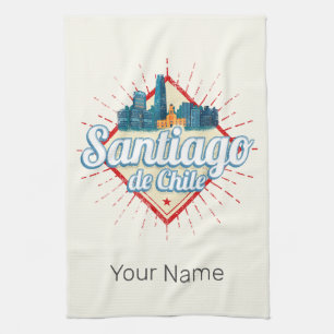 Santiago de Chile City Vakantie Retro Skyline Theedoek