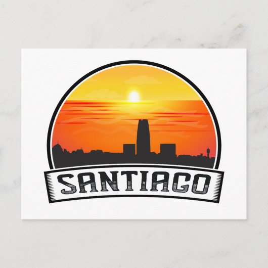 Santiago de Chile skyline zonsondergang Briefkaart (Voorkant)