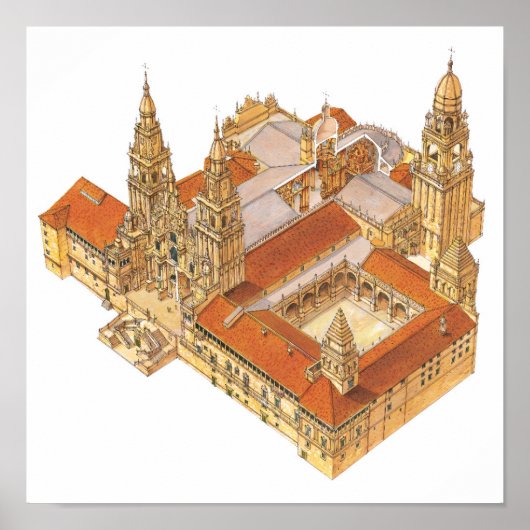 Santiago de Compostela Cathedral Spanje Poster (Voorkant)