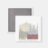 Santiago de Compostela skyline poster Magneet (Voorkant / Achterkant)