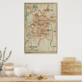  Santiago de Compostela Spanje Map (1913) Poster (Keuken)