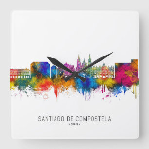 Santiago de Compostela Spanje Silhouet Vierkante Klok