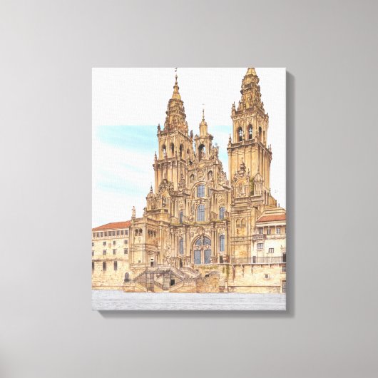 Santiago de Compostela Westerne gevel. Spanje Canvas Afdruk (Voorkant)
