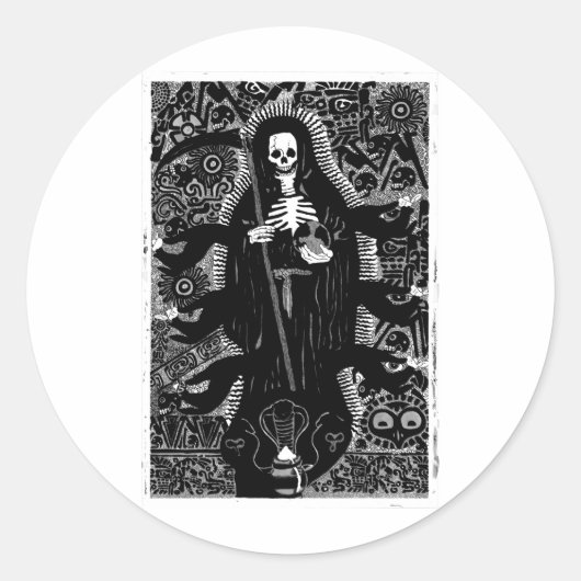 Santisima Muerte Ronde Sticker (Voorkant)