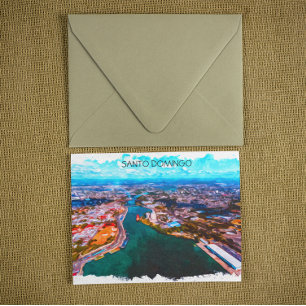 Santo Domingo Dominicaanse Republiek Panorama Uitz Briefkaart