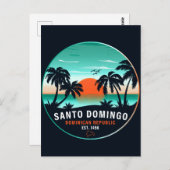 Santo Domingo Dominicaanse Republiek Retro Sunset  Briefkaart (Voorkant / Achterkant)