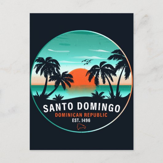 Santo Domingo Dominicaanse Republiek Retro Sunset  Briefkaart (Voorkant)