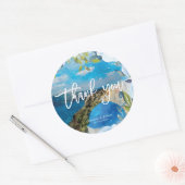 Santorin bleu floraux mariage merci sticker (Enveloppe)