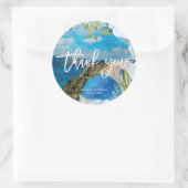 Santorin bleu floraux mariage merci sticker (Sac)