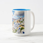 Santorin, Destination De Rêve, Mug (Devant droit)