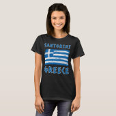 Santorin Et Drapeau Du T-shirt Femme De Grèce (Devant entier)