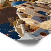 Santorin Grèce Affiche de voyage vintage Grèce (Coin)