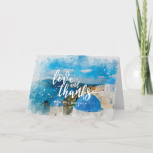 Santorin Grèce aquarelle scène amour et merci