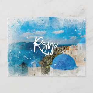 Santorin Grèce été mariage rsvp carte postale