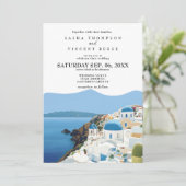 Santorin Grèce Faire-part de mariage Retro (Debout devant)