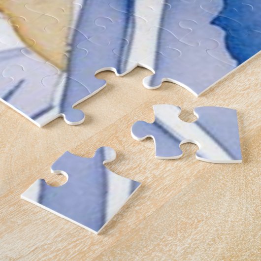 Santorin Grèce garde le puzzle de l'aquarelle (Côté)